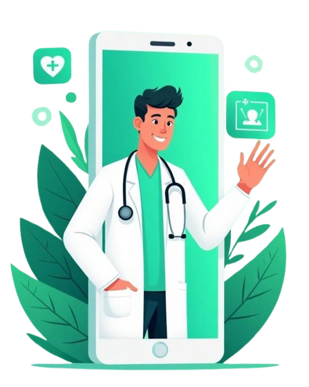 Médico realizando telemedicina pelo smartphone